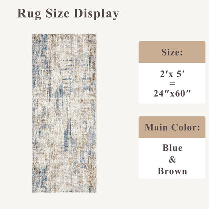 2x3 Washable Non-Slip Area Rug - Soft Low Pile Throw Rug for Kitchen Entryway Bedroom - Modern Indoor Door Mat with Rubber Backing (Beige Grey) - Colors B