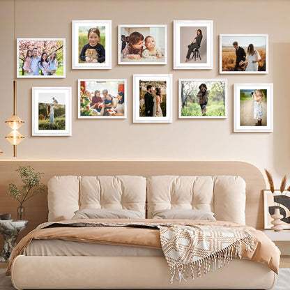 FIXSMITH 10 Pack Picture Frames Collage Wall Decor for Mounting or Tabletop Display, Gallery Wall Frame Set with Two 8x10 Black Frames, Four 5x7 Frames and Four 4x6 Frames, Multi-Pack Photo Frame Set