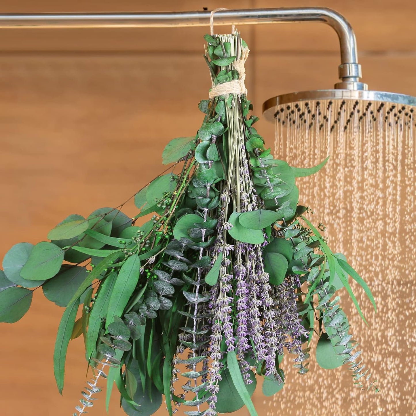 52 PCS Mix Dried Eucalyptus & Lavender Flowers Bundles for Shower, 17'' Natural Real Hanging Silver Dollar Eucalyptus Leaves Stems, Fragrance Fresh Plants Home Bathroom Decor (52pcs)