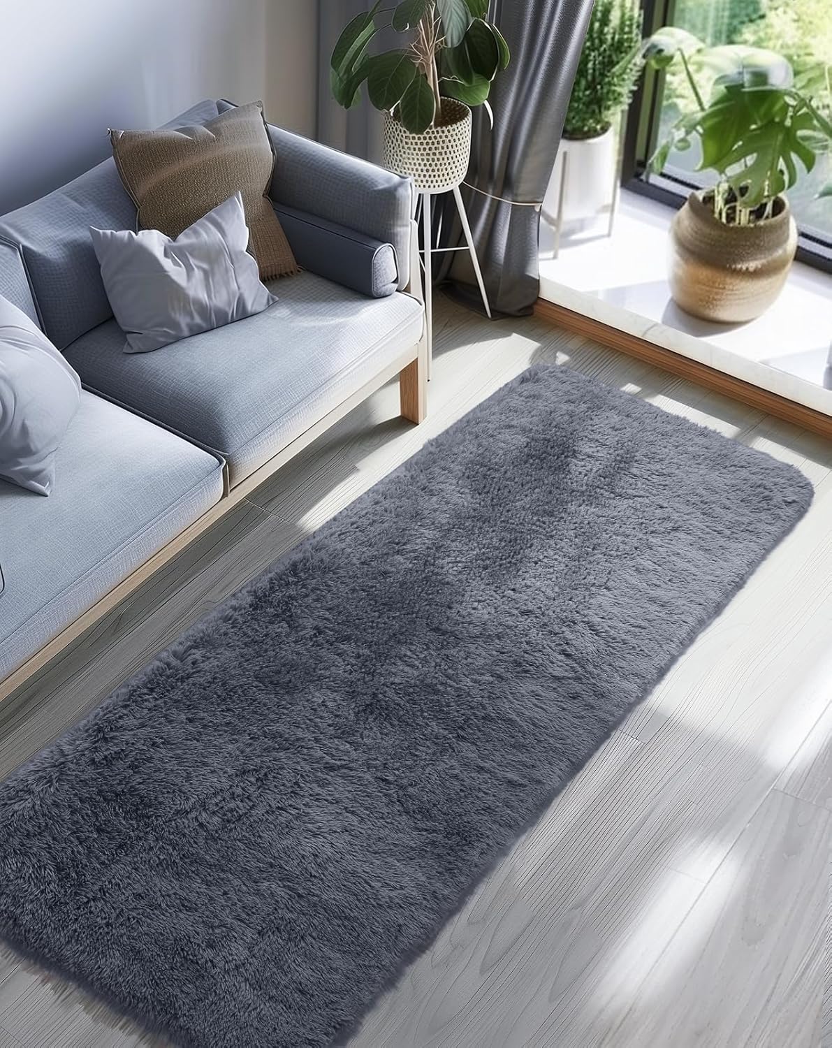 Ophanie Round Rugs 5Ft Ivory Circle Area Rug, Nursery Room Decor, Christmas Aesthetic Bedroom Home Circular Carpet 5 Foot, Fluffy Fuzzy Shag Plush Cream Living Room Rugs for Kids Boys Girls Teen Baby