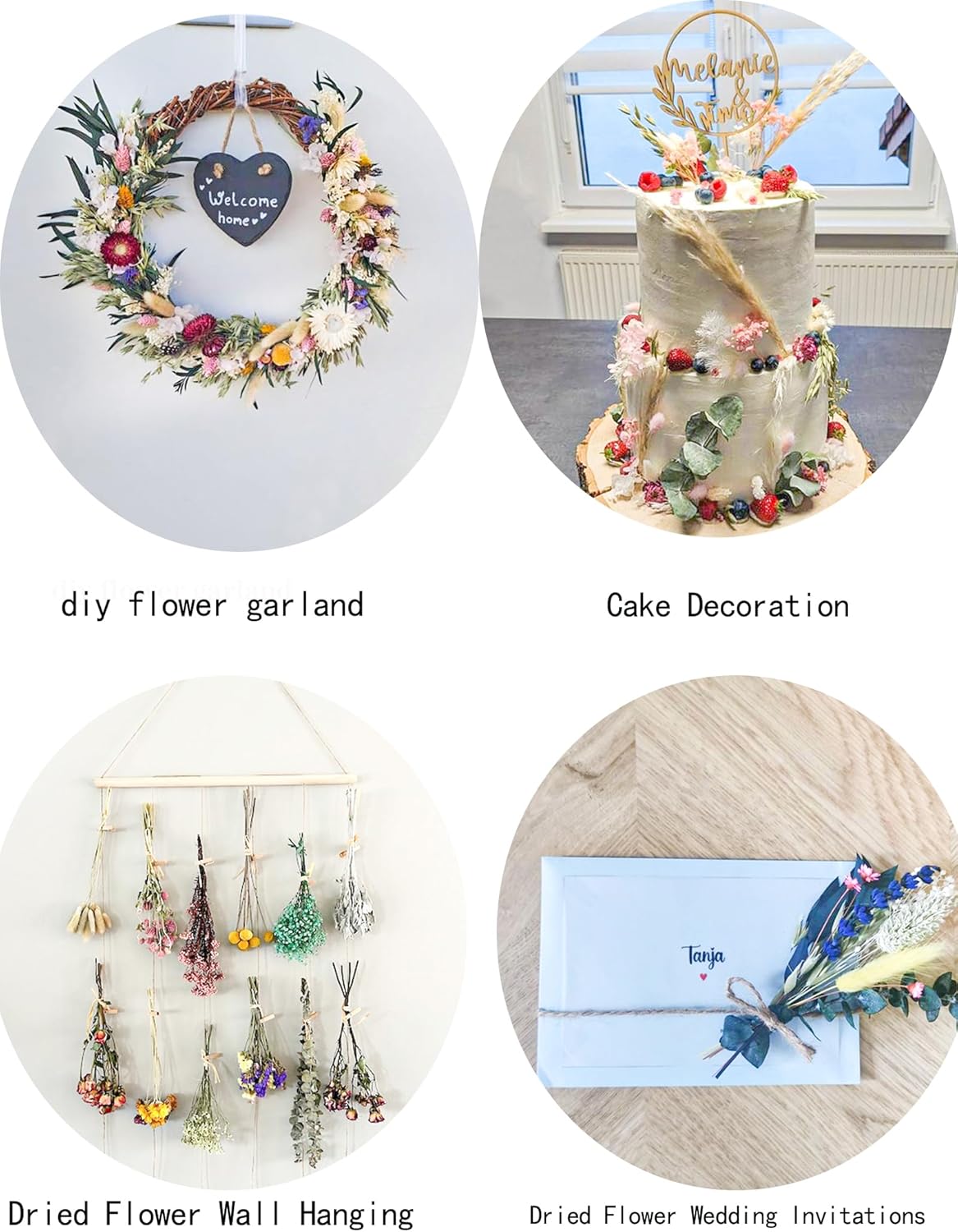 DIY Natural Dried Flower Set, Bulk Dried Flowers for Vase, Dried Flowers with Stems, Dried Roses, Mini Dried Flower Bouquets.(Brown)
