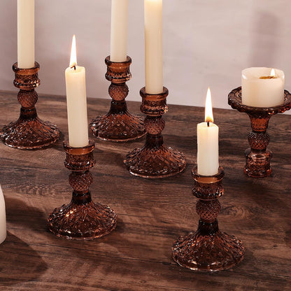 DARJEN Candlestick Holders Set,12Pcs 4" H Taper Candle Holders Bulk, Clear Glass Candle Holders for Wedding, Spring Party, Romantic Dinner, Festival & Windowsill Decor