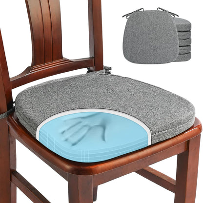 SINOSSO 1 Pack Memory Foam Chair Cushions for Dining Chair, Friendly Woven Fabric 16" U-Shape Comfortable Kitchen Chair Pad, Removable Slip Resistant Seat Cushion (1 Piece, Blue)