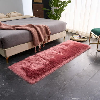 EasyJoy Ultra Soft Fluffy/Fuzzy Shaggy Area Rug Faux Fur Chair Cover Seat Pad for Bedroom Floor Sofa Living Room (2 x 6 ft Sheepskin, Beige)