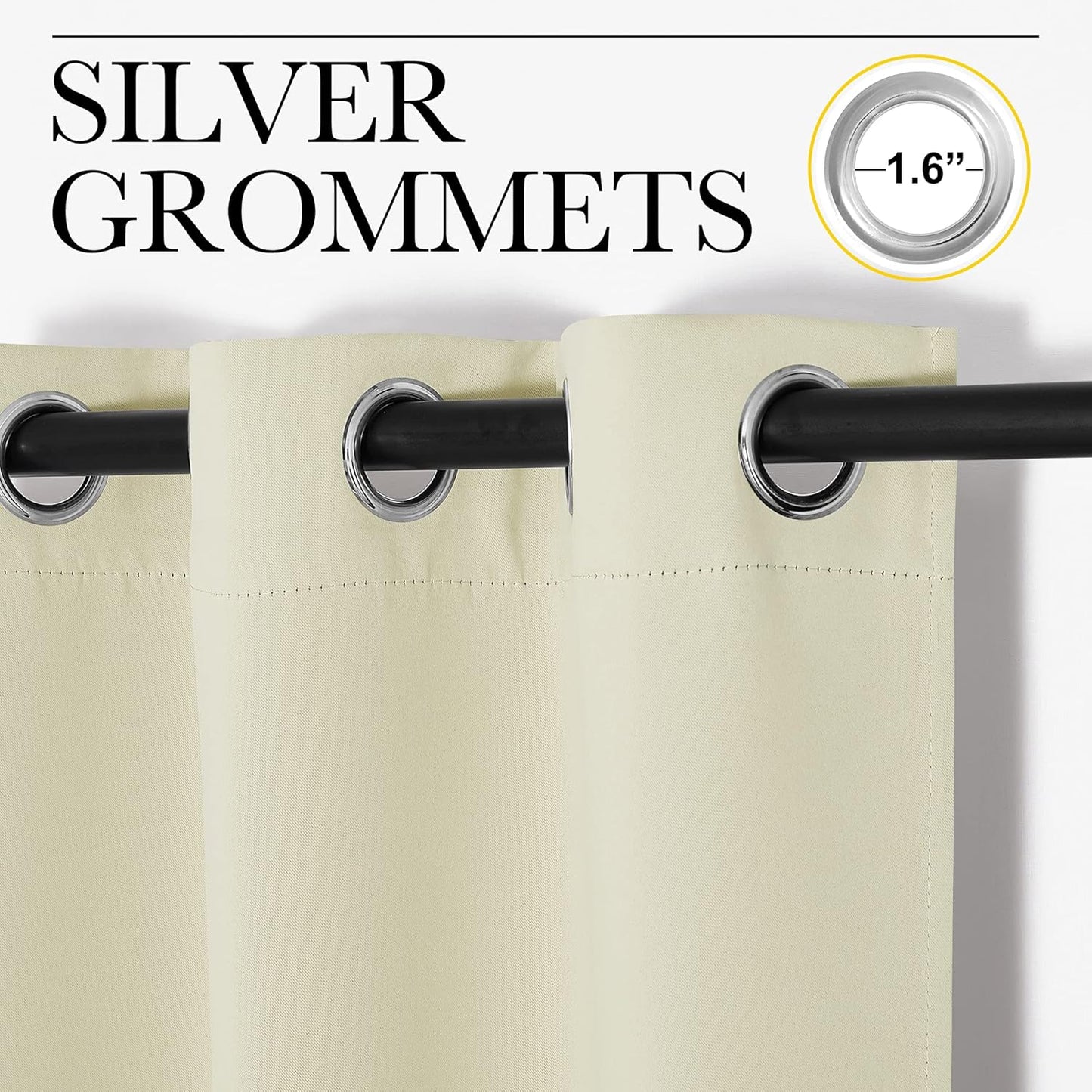 NICETOWN Halloween Pitch Black Solid Thermal Insulated Grommet Blackout Curtains/Drapes for Bedroom Window (2 Panels, 42 inches Wide by 63 inches Long, Black) - Colors C