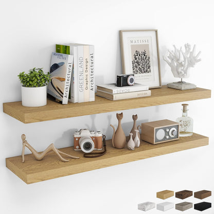 RICHFOCUS 72Inch Floating Shelves for Wall 2 Pack Shelves for Bedroom|Kitchen|Bathroom Wall Mounted Rustic Wood Floating Shelf with Invisible Brackets for Books|Storage|Decor, Rustic Brown