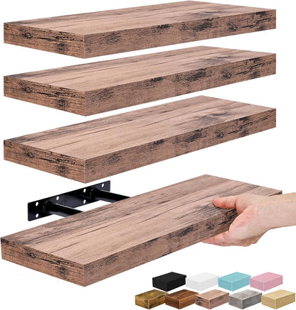 Sorbus Floating Shelves for Wall – 16 Inch Floating Shelf for Kitchen, Bedroom, Living Room, Bathroom, Home & Wall Decor - Mounted Bathroom Shelves with Invisible Brackets (Maple Wood, 2 Pack)