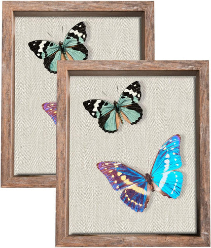 Califortree 8x10 Shadow Box Frame with Linen Back - Sturdy Rustic Memory Display Case of Flower, Pictures, Medals and More, White
