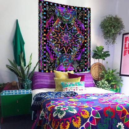 Fowocu Orange Sun and Moon Tapestry Wall Hanging, Indie Hippie Mandala Cool Wall Tapestries, Aesthetic Tapestry for Bedroom Living Room Dorm (Orange, 30'' × 40'')