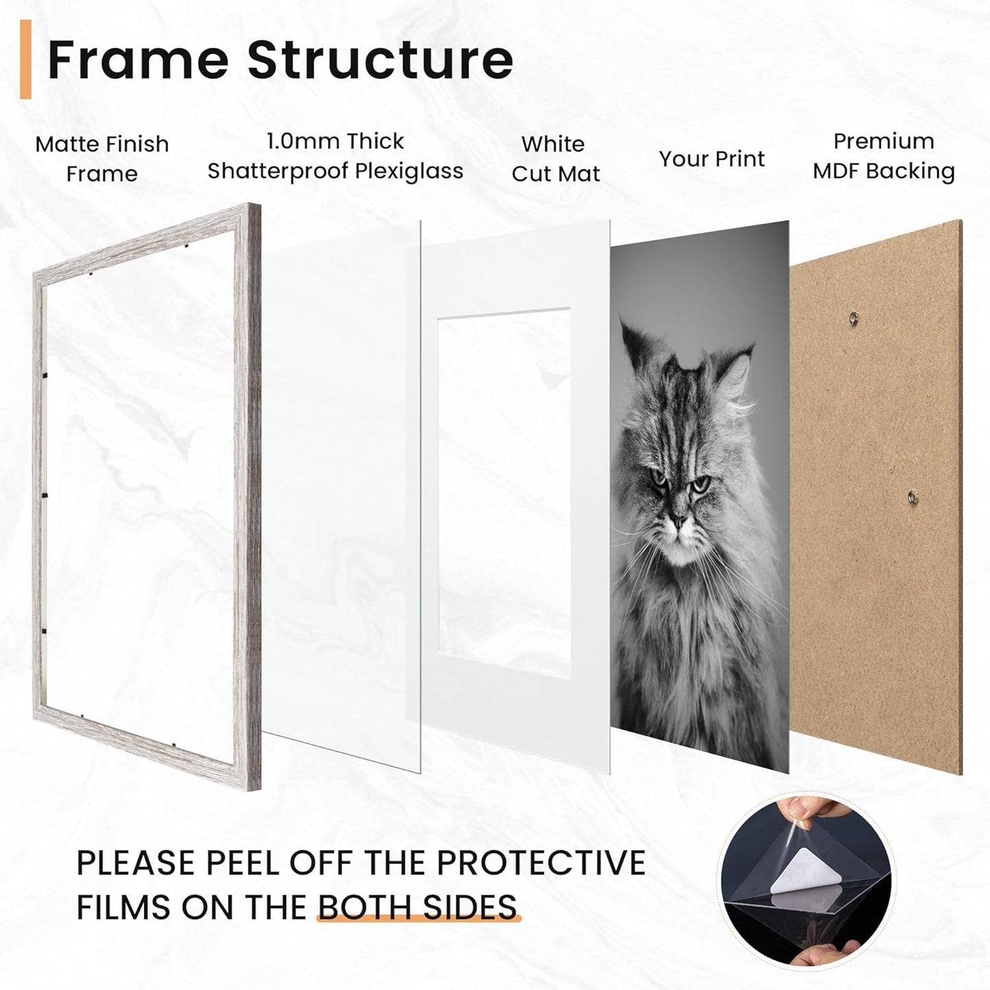 Venusmiles 15 Pack Picture Frames Collage Wall Decor, Gallery Frame Set for Wall Mounting or Tabletop Display, Multi Sizes Including 3pcs 8x10, 6pcs 5x7, 6pcs 4x6, Oak