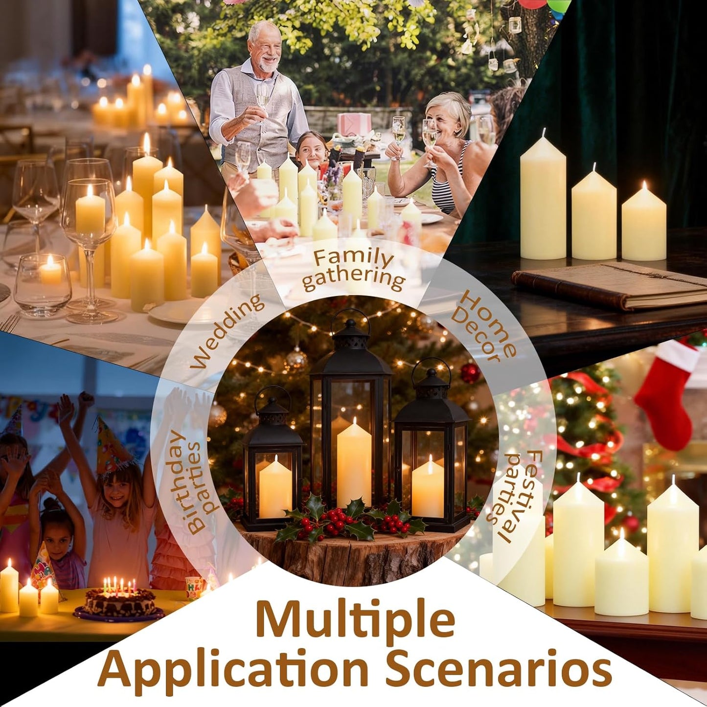 12-Pack Ivory Unscented Pillar Candle Set - 2x3, 2x6, 2x8-inch Long-Burning Drip-Free Tapers, 4 Per Size. Ideal for Home Decor, Weddings, Emergencies, and Holidays.