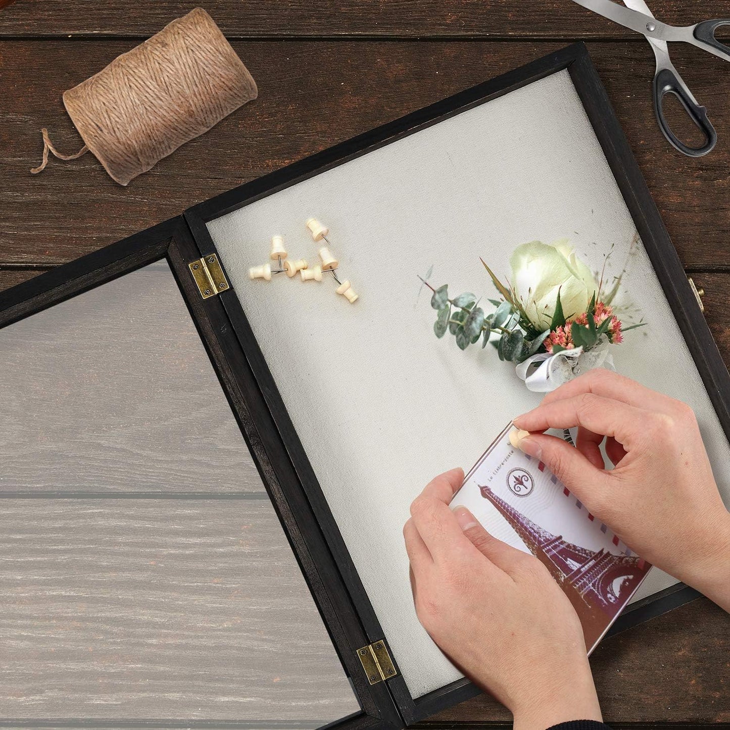 TJ.MOREE Shadow Box Frame 8 x 10 Shadowbox Display Case Picture Frame with Linen Back Memorabilia Bouquet Medals Military Photos Memory Box