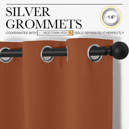 NICETOWN Halloween Pitch Black Solid Thermal Insulated Grommet Blackout Curtains/Drapes for Bedroom Window (2 Panels, 42 inches Wide by 63 inches Long, Black) - Colors B