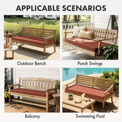 MIULEE Black Outdoor Bench Cushion 48x18x3 Inch Waterproof 3-Year Color Fastness Patio Furniture Cushions for Porch Swing, Garden Bench Sofa Couch with Adjustable Ties No Slip Design