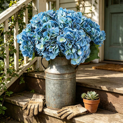 Kimura's Cabin 6pcs White Hydrangea Artificial Flowers Silk Fake Hydrangeas Faux Hydrangea Flowers with Stems for Wedding Bouquets Arrangement Home Table Centerpieces Baby Shower Party Decoration