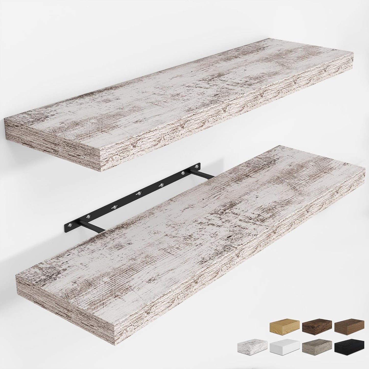 RICHFOCUS 72Inch Floating Shelves for Wall 2 Pack Shelves for Bedroom|Kitchen|Bathroom Wall Mounted Rustic Wood Floating Shelf with Invisible Brackets for Books|Storage|Decor, Rustic Brown