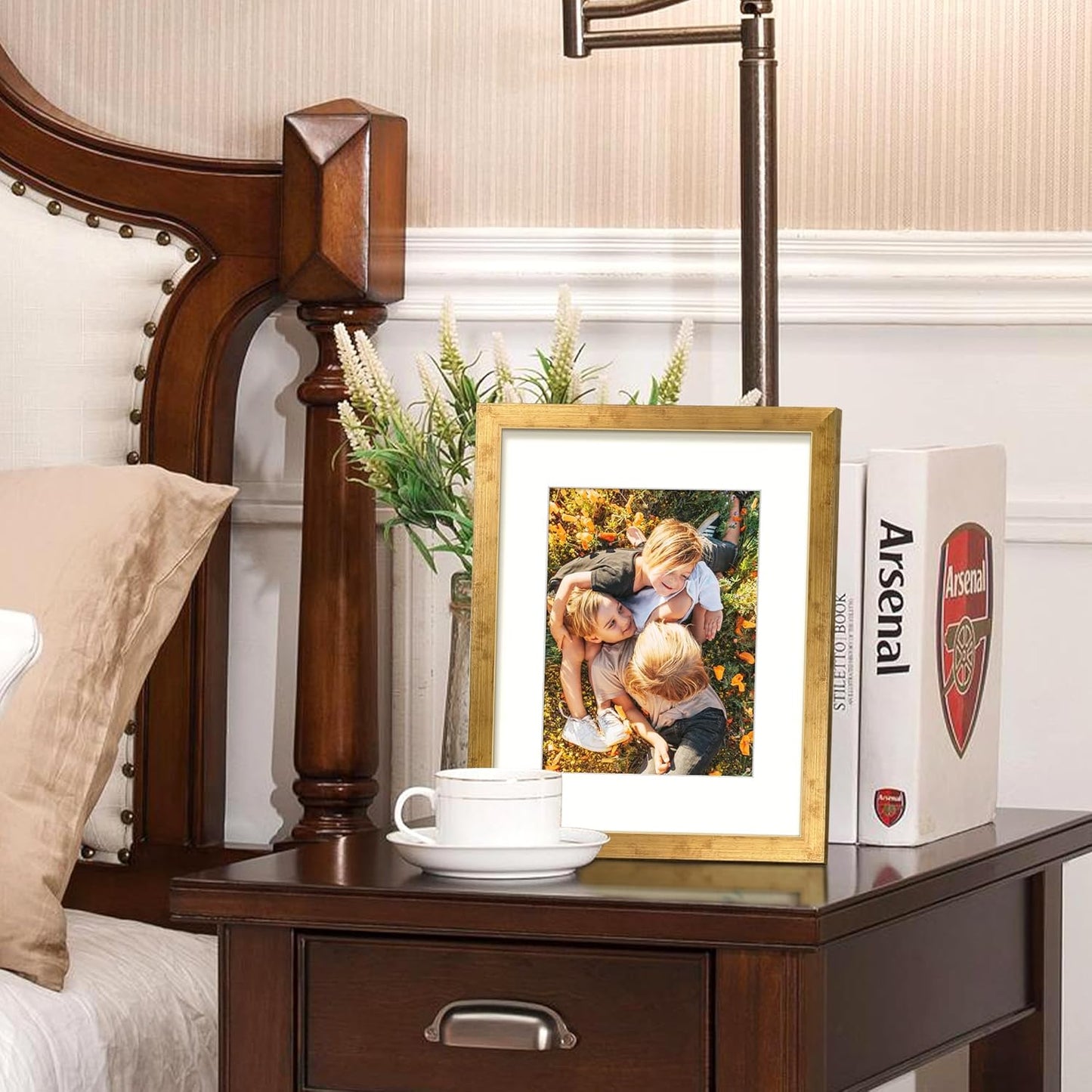 upsimples 8x10 Picture Frame, Display Pictures 5x7 with Mat or 8x10 Without Mat, Wall Hanging Photo Frame, Black, 1 Pack - Colors B