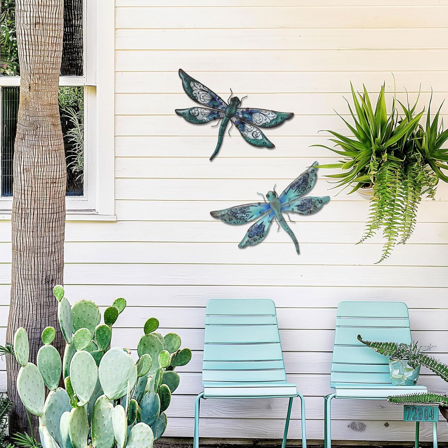 LIFFY Metal Dragonfly Wall Decor Handmade - Outdoor Metal Wall Art Decor for Patio Garden Fence Living Room, Bedroom, Dragonfly Gifts