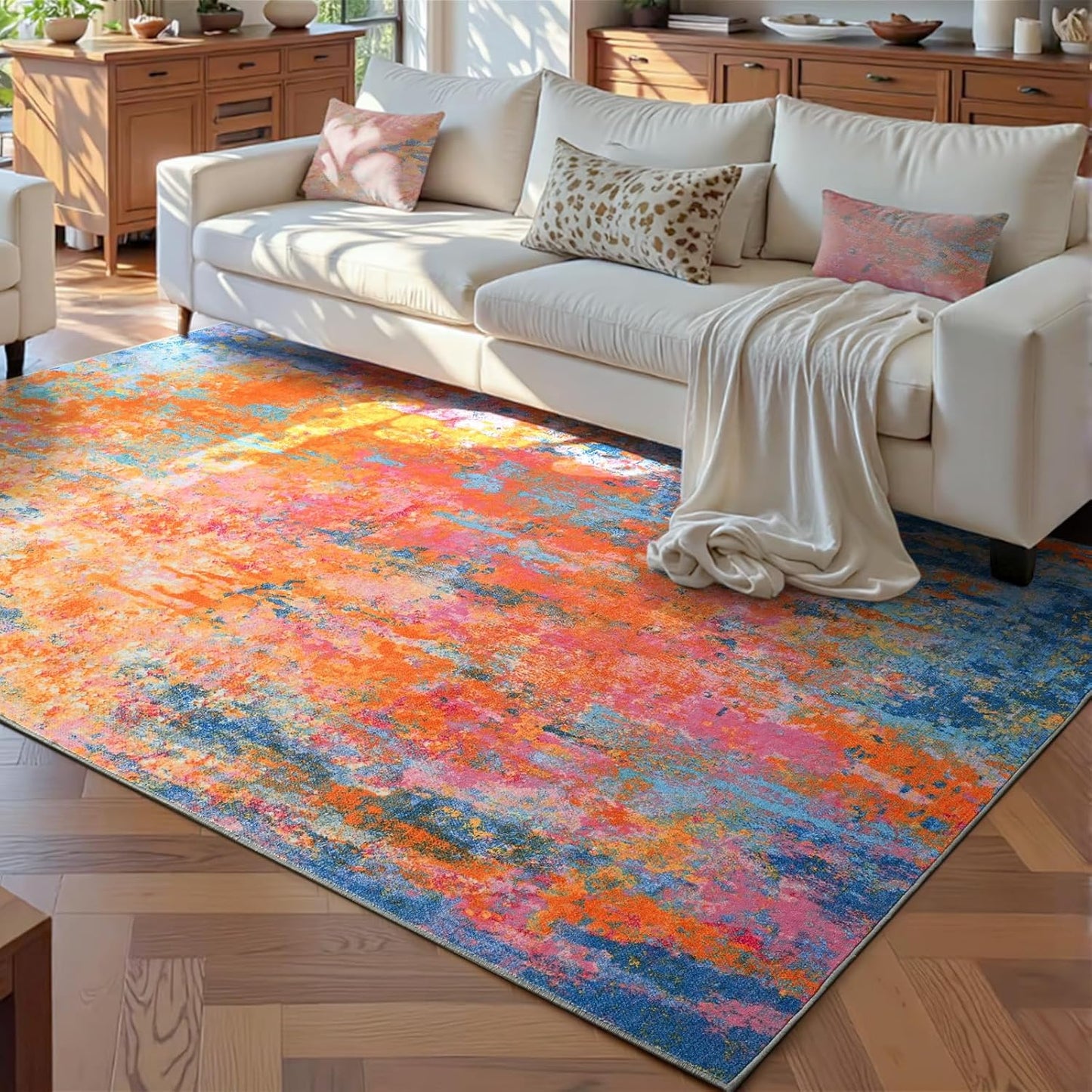 Ompaa 2x6 Rug Runners for Hallways Kitchen Runner Rug Non Slip Washable Grey Long Runner Rugs with Rubber Backing Soft Abstract Carpet Runner for Hallways, Kitchen, Bedroom, Bathroom, Entryway - Colors A