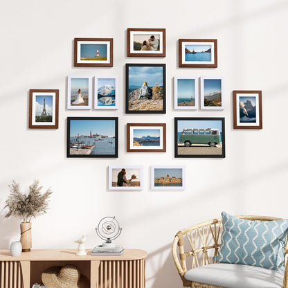 Vittanly 15 Pack Picture Frames Collage Wall Decor for Mounting or Tabletop Display, Gallery Frame Set for Family, Multi Sizes Including 3pcs 8x10, 6pcs 5x7, 6pcs 4x6, Black