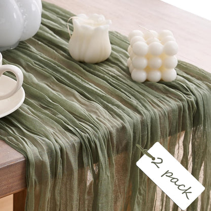 2pcs Cheesecloth Table Runner 120 Inches Pink Boho Gauze Cheese Cloth Runner 10FT Rustic Sheer Fall Table Runners for Thanksgiving Baby Shower Party Holiday Wedding Decoration