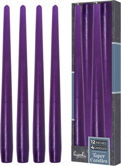 Hyoola Tall Taper Candles - 10 Inch Metallic Gold Unscented Dripless Taper Candles - 8 Hour Burn Time - 4 Pack