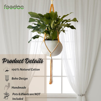 feedee Macrame Plant Hangers Indoor Macrame Hanging Planters for Indoor Plants, 6 Pack Hanging Plant Holders Indoor Hanging, Macromay Plant Hangers for Indoor Plant Hanger, Outdoor Flower Pots Holder