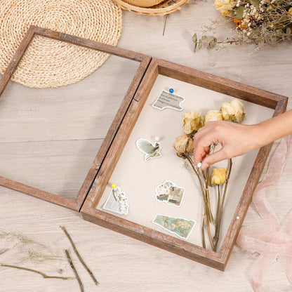 Califortree 8x10 Shadow Box Frame with Linen Back - Sturdy Rustic Memory Display Case of Flower, Pictures, Medals and More, White