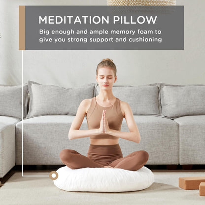 Codi Large Meditation Cushions – Round Floor Pillows for Adults with Removable Washable Cover, Soft and Supportive Floor Cushion for Yoga, Seating and Dog Bed, 32 inch - Grey