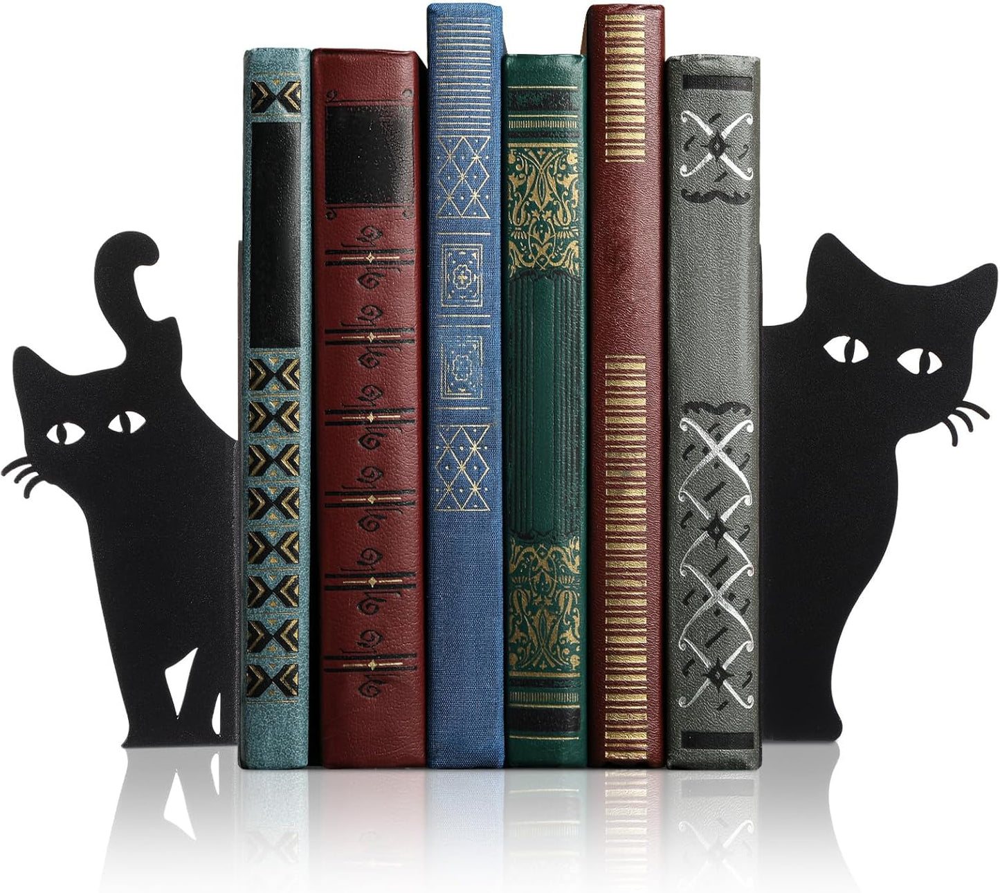 Geelin Peeping Cat Metal Bookends Set of 2 Cute Book Ends for Shelves Decorative Bookshelf Home Office Desk Bookshelf Decor Gift for Cat Lovers and Reading Enthusiasts