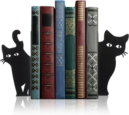Geelin Peeping Cat Metal Bookends Set of 2 Cute Book Ends for Shelves Decorative Bookshelf Home Office Desk Bookshelf Decor Gift for Cat Lovers and Reading Enthusiasts