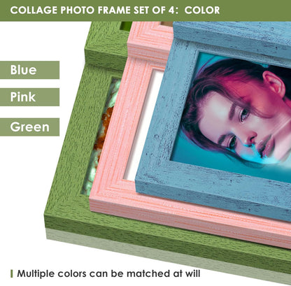 DUENPY 4x6 Collage Picture Frame Tempered Glass Front, Displays Four 4x6 Photo, Family Photo Collage Frame, Wall Decor Wall Hanging or Tabletop, Brown