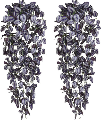 BLEUM CADE Fake Hanging Plants, 2pcs Artificial Pothos Vines Greenery for Wall Home Living Room Office Indoor Outdoor Decor (No Baskets)