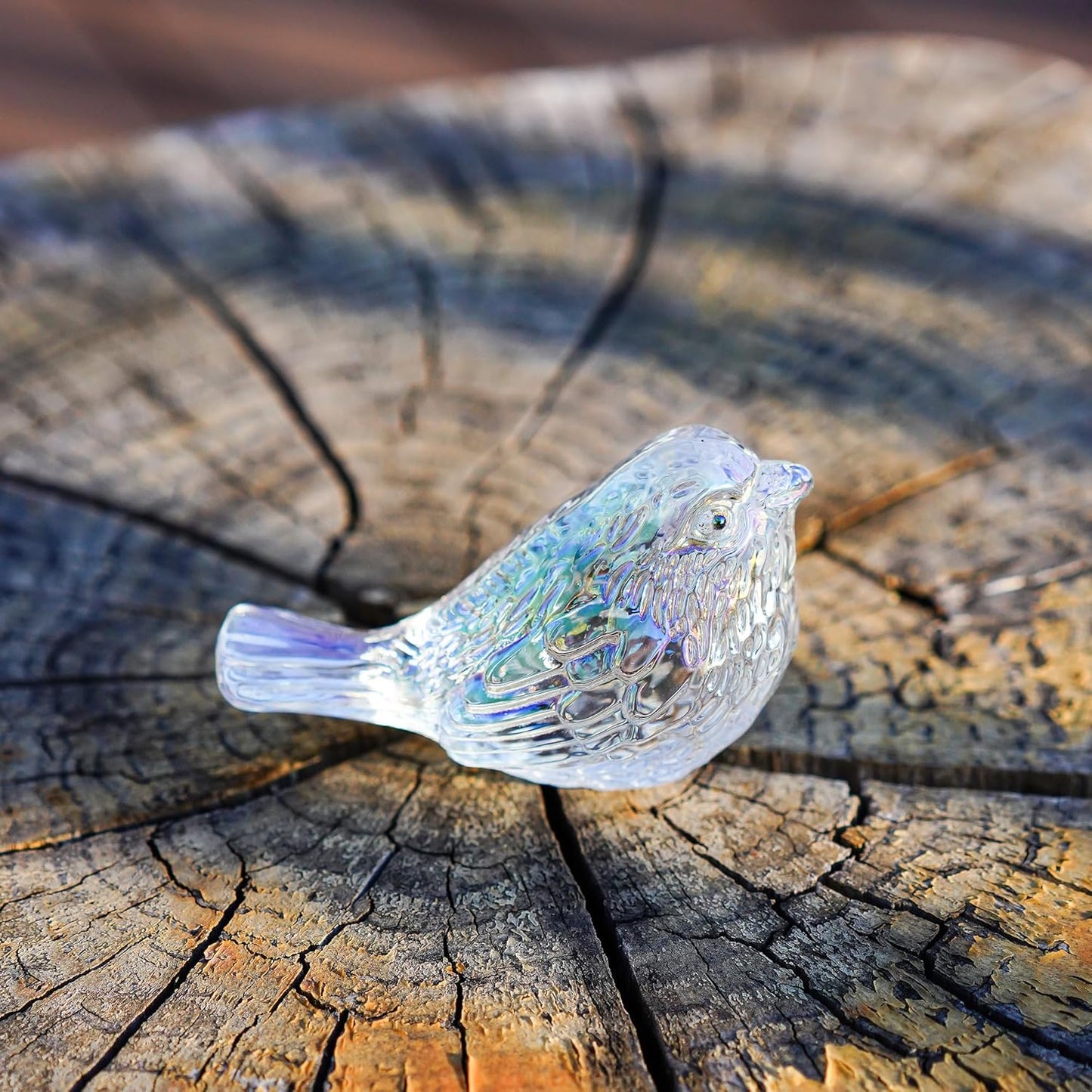 H&D HYALINE & DORA Blue Glass Bird Figurines Bird Gifts for Bird Lovers Women Crystal Glass Animal Figurine Collectible for Home Shelf Decor