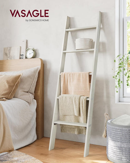 VASAGLE Blanket Ladder Decorative Farmhouse for The Living Room, 5-Tier Ladder Shelf, Ladder Rack for Storage and Decor, Honey Brown ULLS018K41