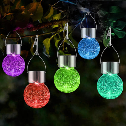 Solar Outdoor Lights Decorative 12 Pack, Hanging Solar Garden Lights Waterproof, Solar Powered Globe Cracked Glass Ball Lantern for Yard Patio Fence Tree Umbrella Holiday Decoration, Warm White