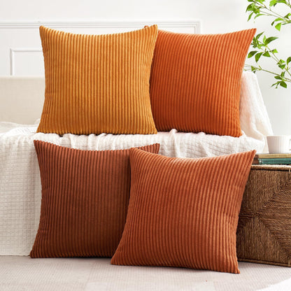 MIULEE Boho Farmhouse Sage Green Throw Pillow Covers 18x18 Inch Set of 4 Mordern Nordic Cushion Covers Soft Corduroy Spring Home Decor for Couch Bed Sofa Living Room Forest Green