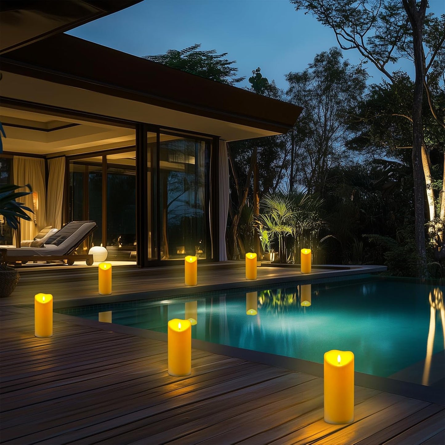 Homemory 6"x3" Outdoor Waterproof Flameless Candles, LED Candles, Battery Operated Candles with Remote and Timers, Electric Fake Plastic Pillar Candles, Ivory White, Set of 2