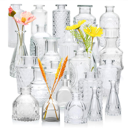 Glass Bud Vase Set of 32 pcs,Bud Vases in Bulk,Small Vases for Centerpieces, Mini Flower Vase Bulk for Rustic Wedding Home Table Decorations