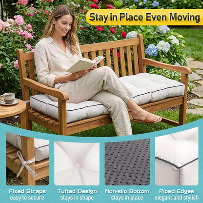 Outdoor Bench Cushion, Tufted Patio Seat Pad for Garden Bench, Porch Swing, Indoor/Outoor Furniture (Blue, 48X18X4 inch)