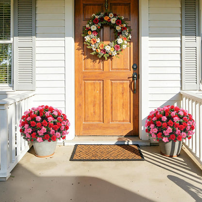 Ivydale Artificial Fake Flowers Plants for Outdoor Outside Spring Decor, Faux Silk Yellow Camellia UV Resistant Look Real for Planter Pot Porch Patio Balcony Garden Yard, 3 Large Bundles