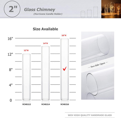 WGVI Hurricane Candle Holder Sleeve, Wide 4", Height 10", Clear Glass Cylinder Candleholder, Chimney Tube, Open Ended Candle Shade, 1 Piece - Colors A