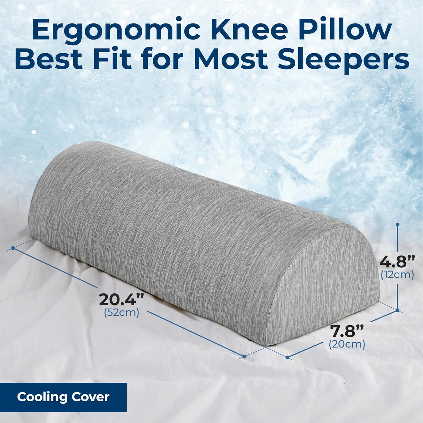 5 STARS UNITED Knee Pillow for Back Sleeping – Half Moon Bolster Pillow for Legs, Under Knee Pillow for Sleeping on Back, Memory Foam Leg Pillow for Back Pain, White
