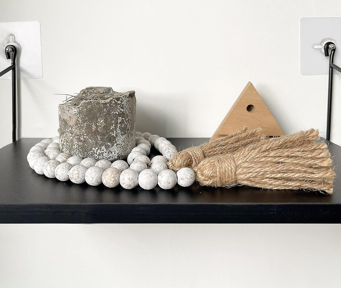 Meplait 39in Wood Bead Garland Farmhouse with Tassels,Versatile Prayer Beads Boho Chic Wall Hanging Home Decor (Black)