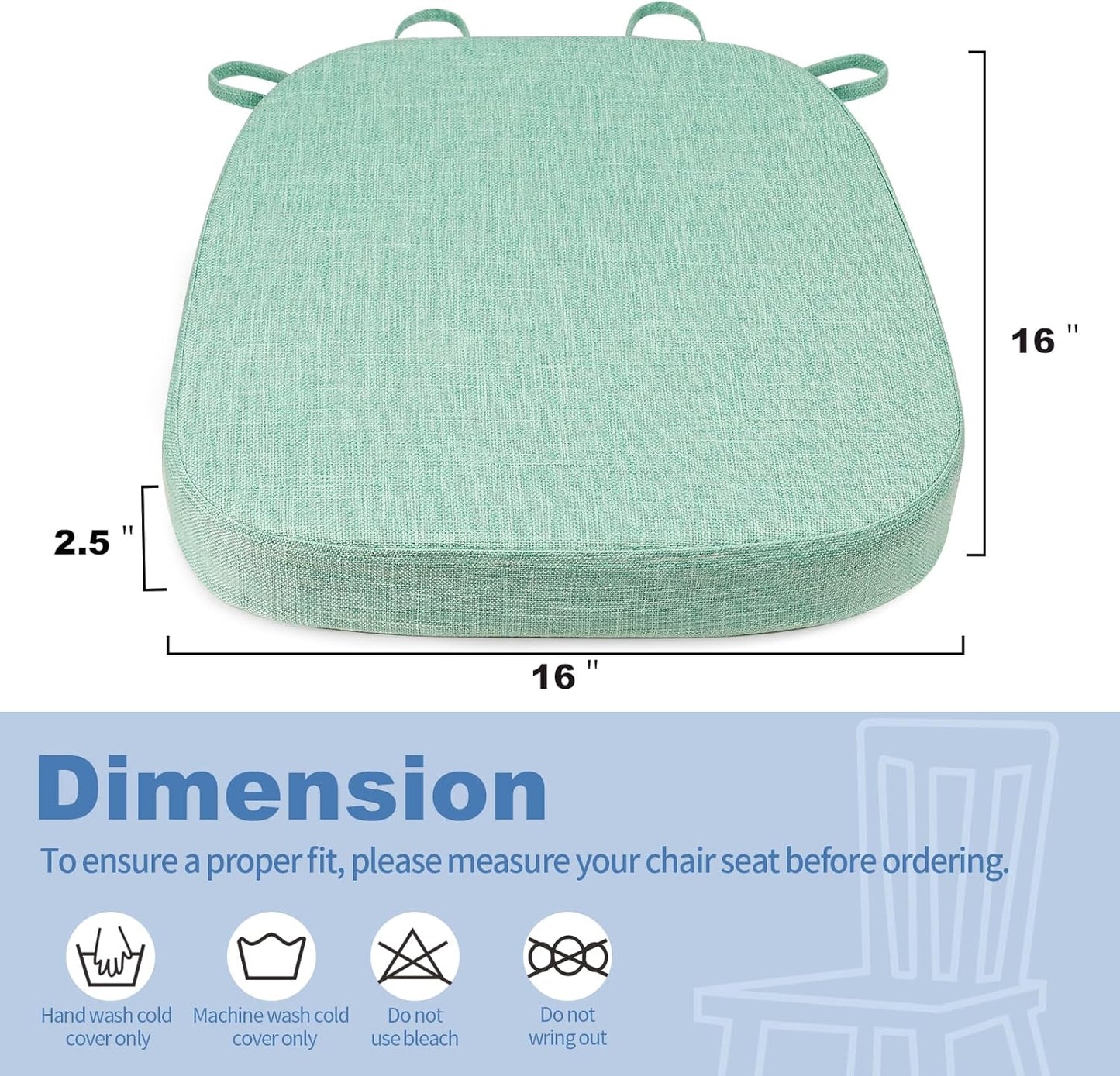 BUYUE Thickened 2.5" Friendly Woven Fabric Dining Chair Cushion, U-Shape High Density Foam Comfortable Chair Pad for Kitchen, Slip Resistant Indoor Seat Cushion (1 Piece, Dark Gray)