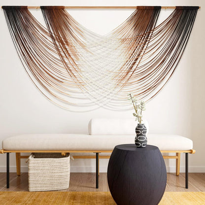 Flber Macrame Wall Hanging Boho Wall Decor Tapestry Dip Dyed Ombre Moss Green Handmade Wall Art Woven Cotton Rope Backdrop with for Bedroom Living Room, 57" W x 39" L