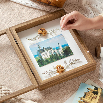8x10 Deep Shadow Box Picture Frame Display Case with Linen Back and Stand,Real Glass Black Shadow Memory Box Frame 8x10 for Flower Baby Pet Wedding Photo Art Craft Memorial Wall Decor Gift