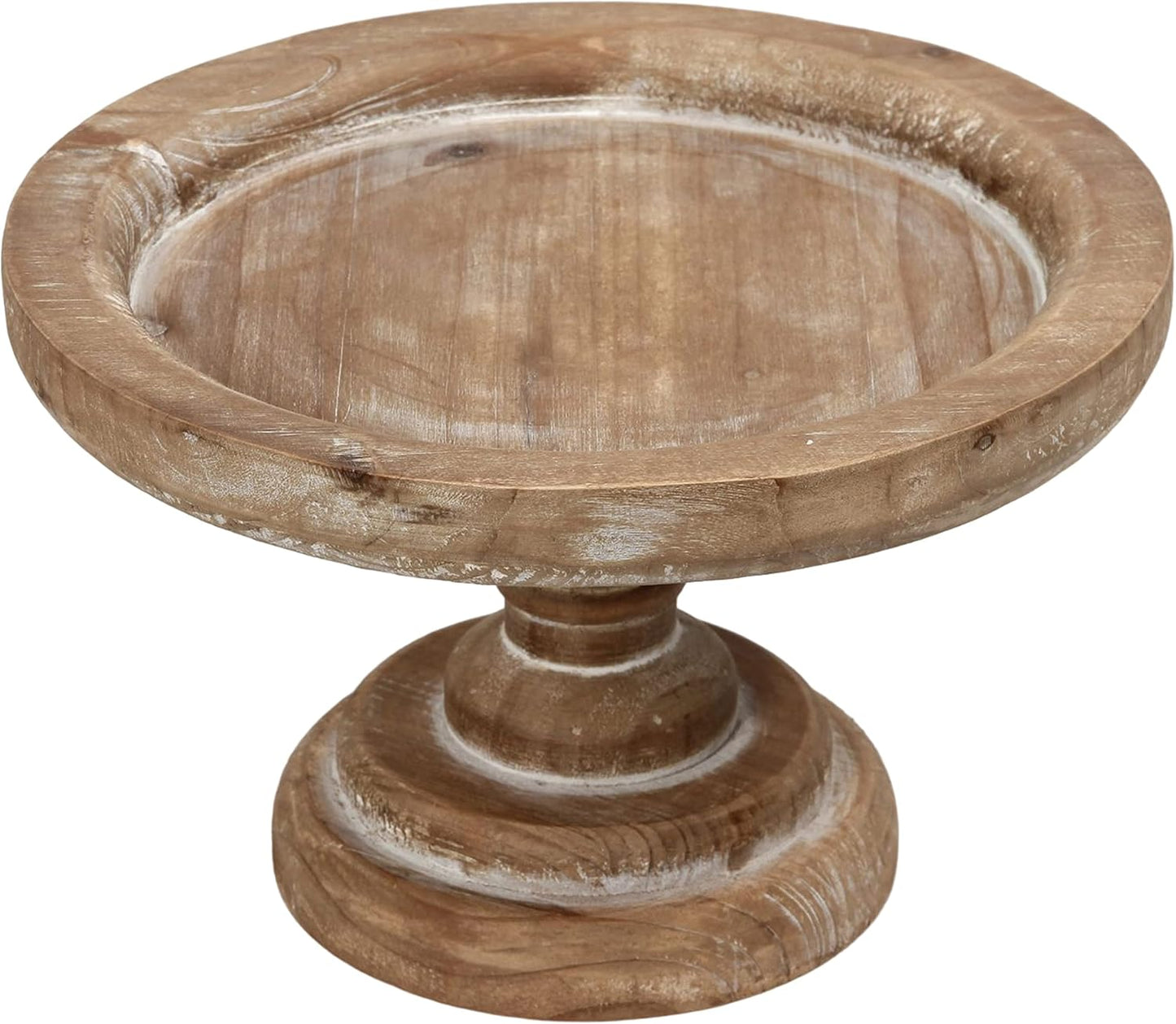 Rustic White Wood Pedestal Tray Stand for Table Decoration,Round Distressed Finished Cake Stand Dessert Table Display,Farmhouse Cake Stand Candle Holder Perfect for Weddings,Birthdays