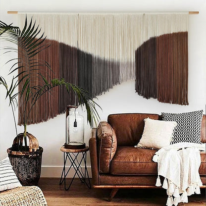 Jakalin Macrame Wall Hanging Dip Dyed Fiber Macrame Wall Decor Boho Cord Living Room Wall Art 57" Wx43 L