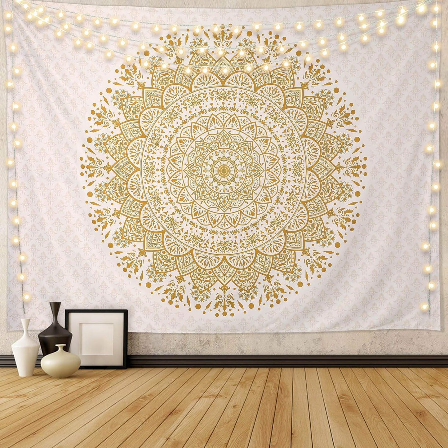 Black Mandala Tapestry Wall Hanging Psychedelic Wall Tapestry Aesthetic Indian Hippie Decor Bohemian Art Boho Home Decoration for Bedroom,Living Room,Dorm